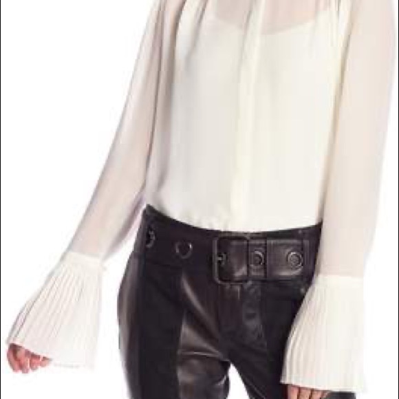 Frame Denim Pleated Cuff Sheer Blouse - Picture 4 of 4